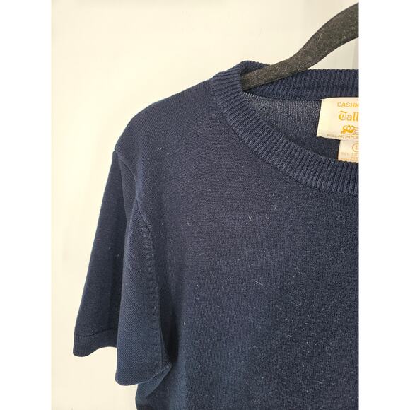 Cashmora for Tally-Ho Women's Navy Acrylic Short Sleeve Crew Neck Sweater Size L - Picture 2 of 4